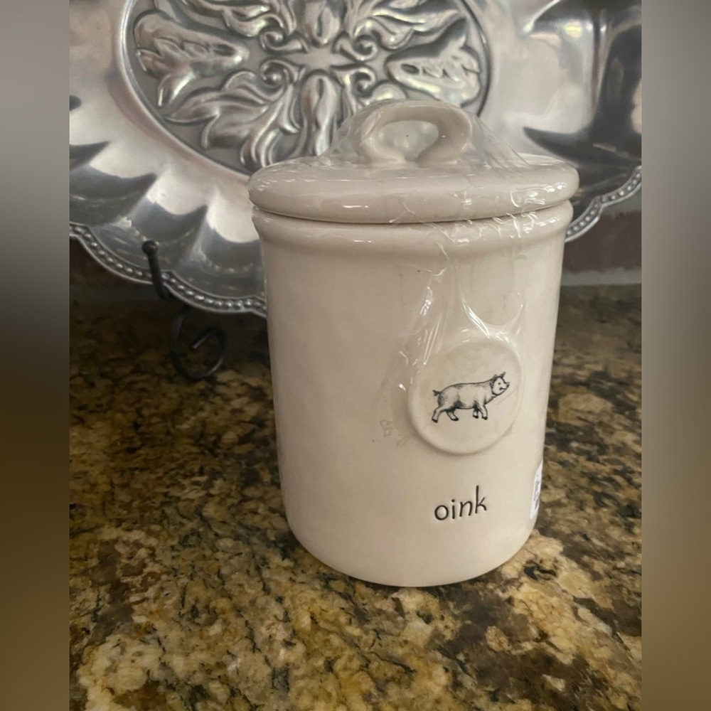Rae Dunn OINK Dimpled Canister - farmline artisan collection NEVER USED! - Picture 2 of 5